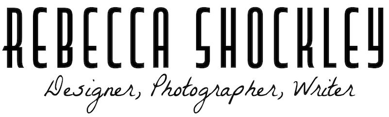 Logo image text Rebecca Shockley, Designer, Photographer, Writer